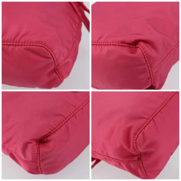 PRADA Pouch Nylon Pink Gold Auth BA7028